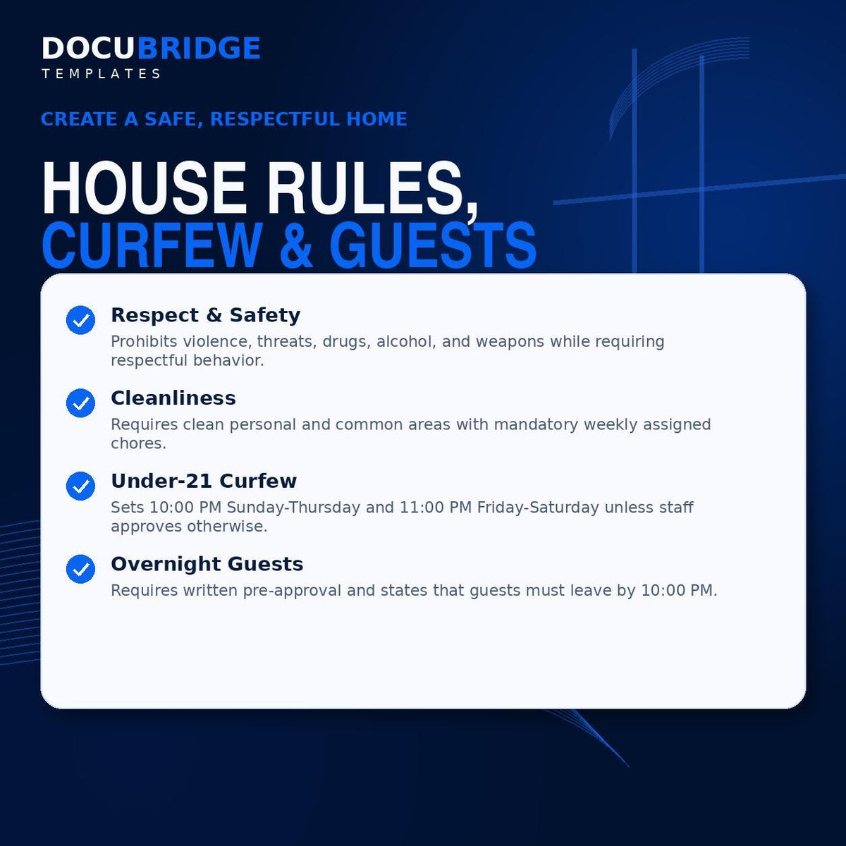 Independent Living House Rules and Resident Expectations | Group Home Rules & Behavior Policy Template