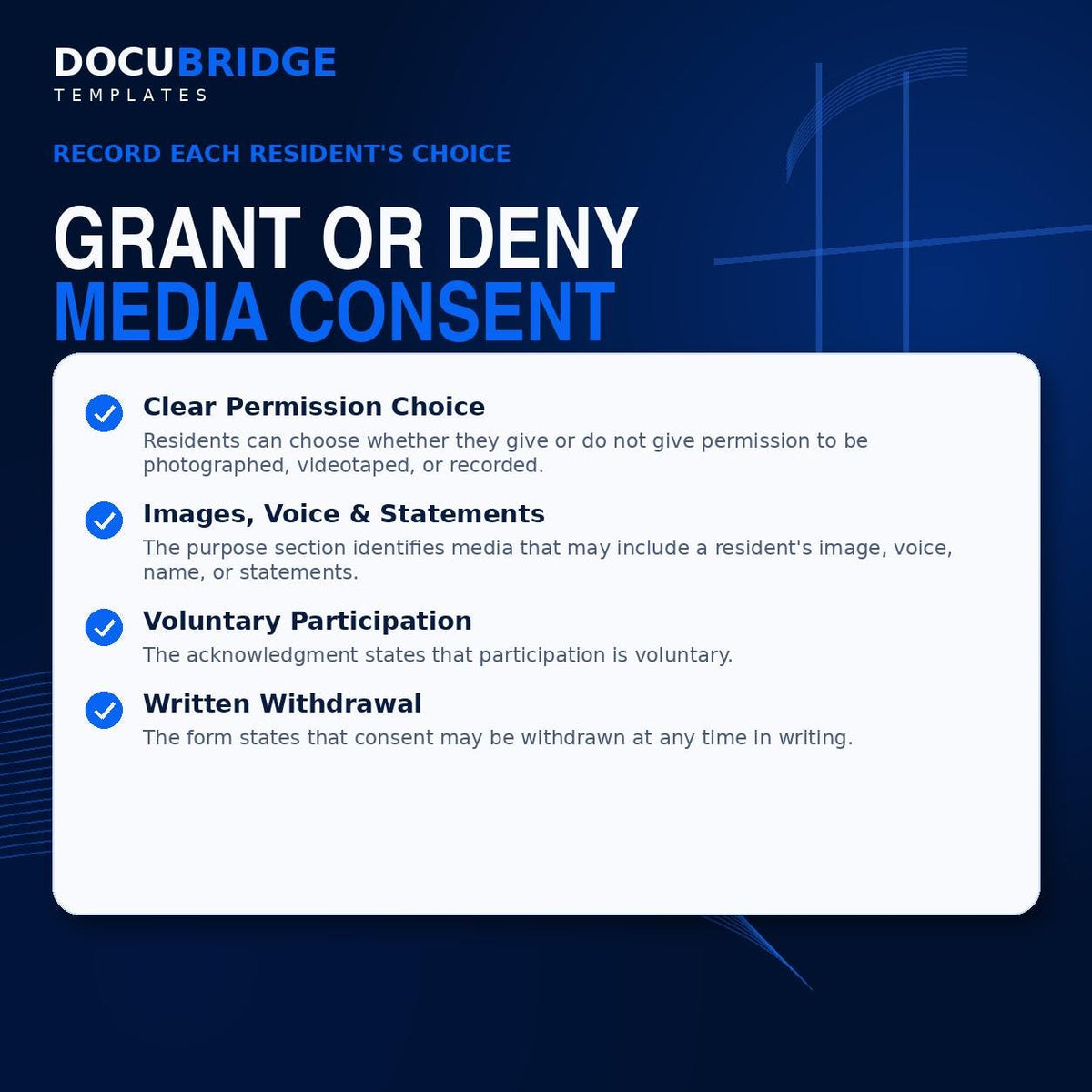 Media Release & Consent Form for Independent Living Facility | Editable PDF for Resident Authorization
