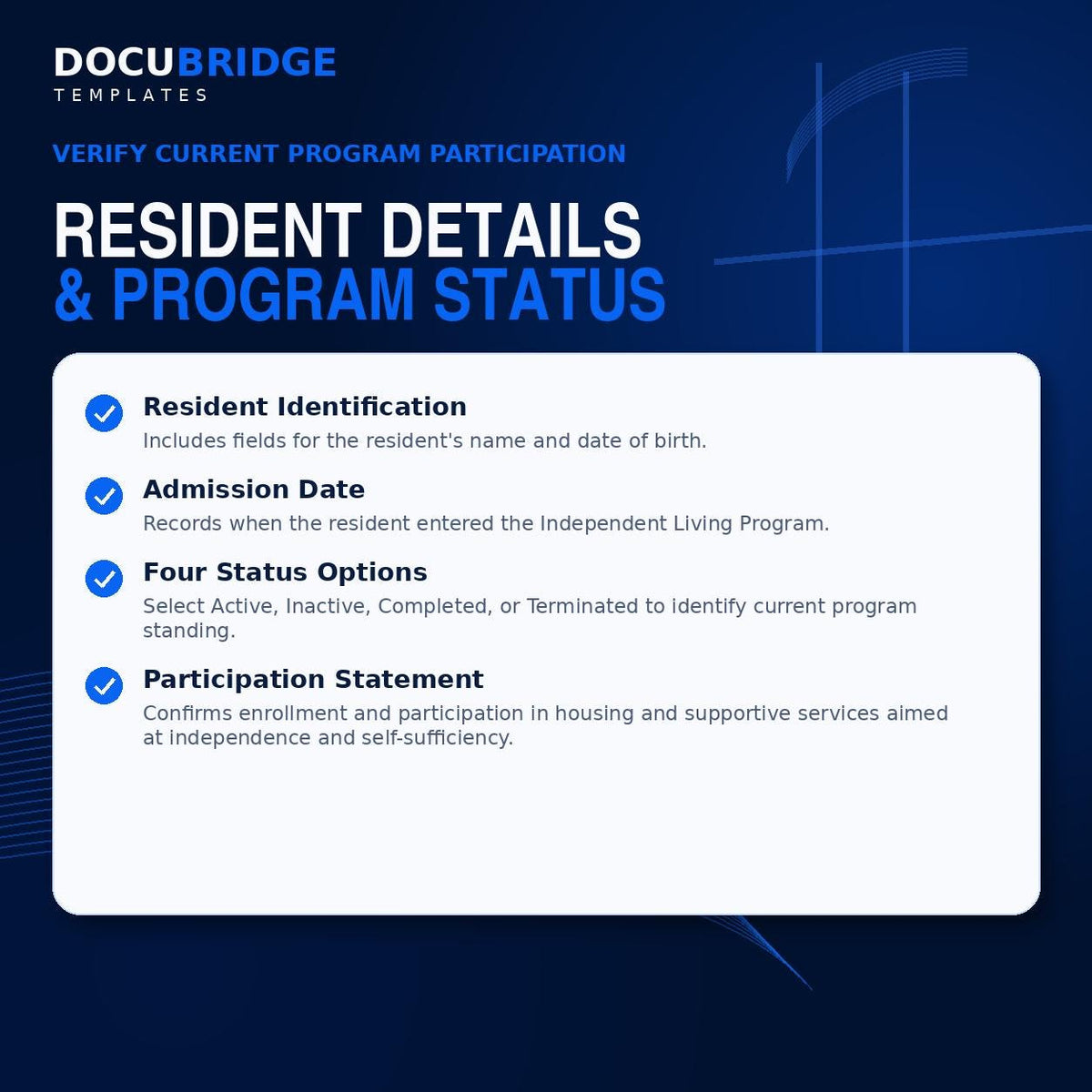 Program Verification Letter Template for Independent Living Facility | Proof of Program Participation PDF| Word