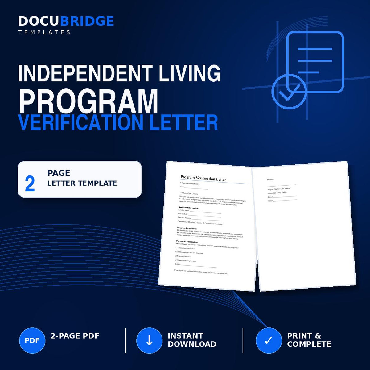 Program Verification Letter Template for Independent Living Facility | Proof of Program Participation PDF| Word