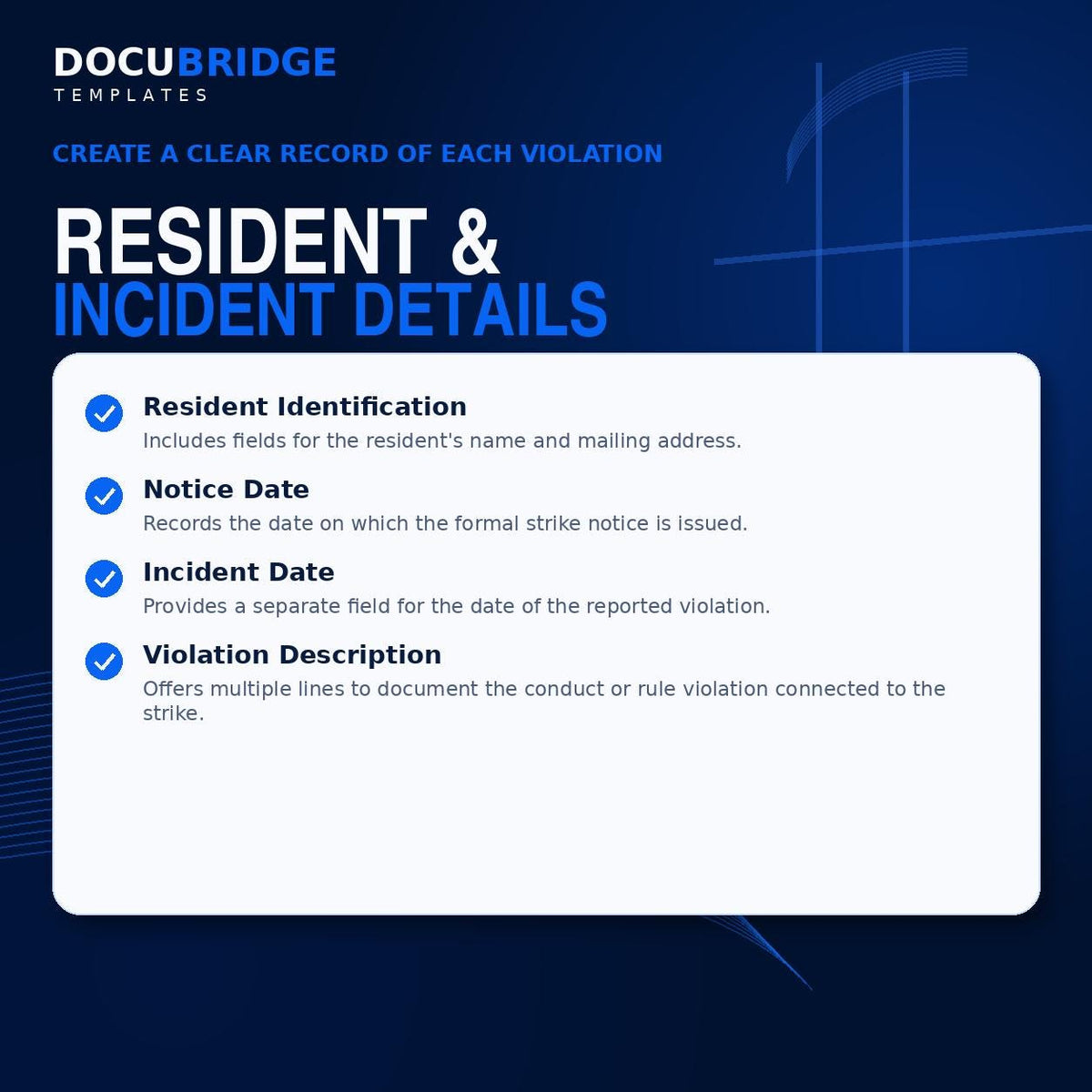 Strike Notice Letter Template for Independent Living Facility | Resident Violation Form PDF