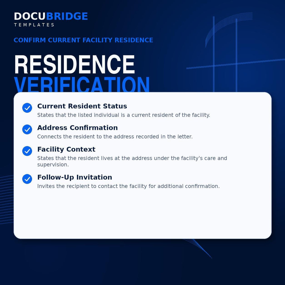 Proof of Address Letter Template for Independent Living Facility | Resident Verification Form PDF