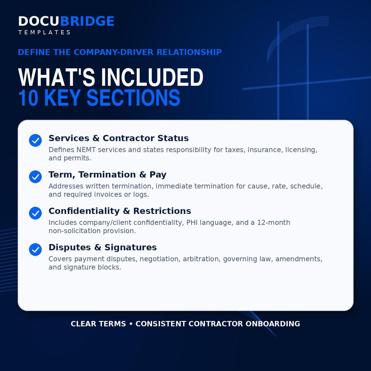 NEMT Independent Contractor Agreement Template | Printable PDF for Medical Transport Driver Contracts