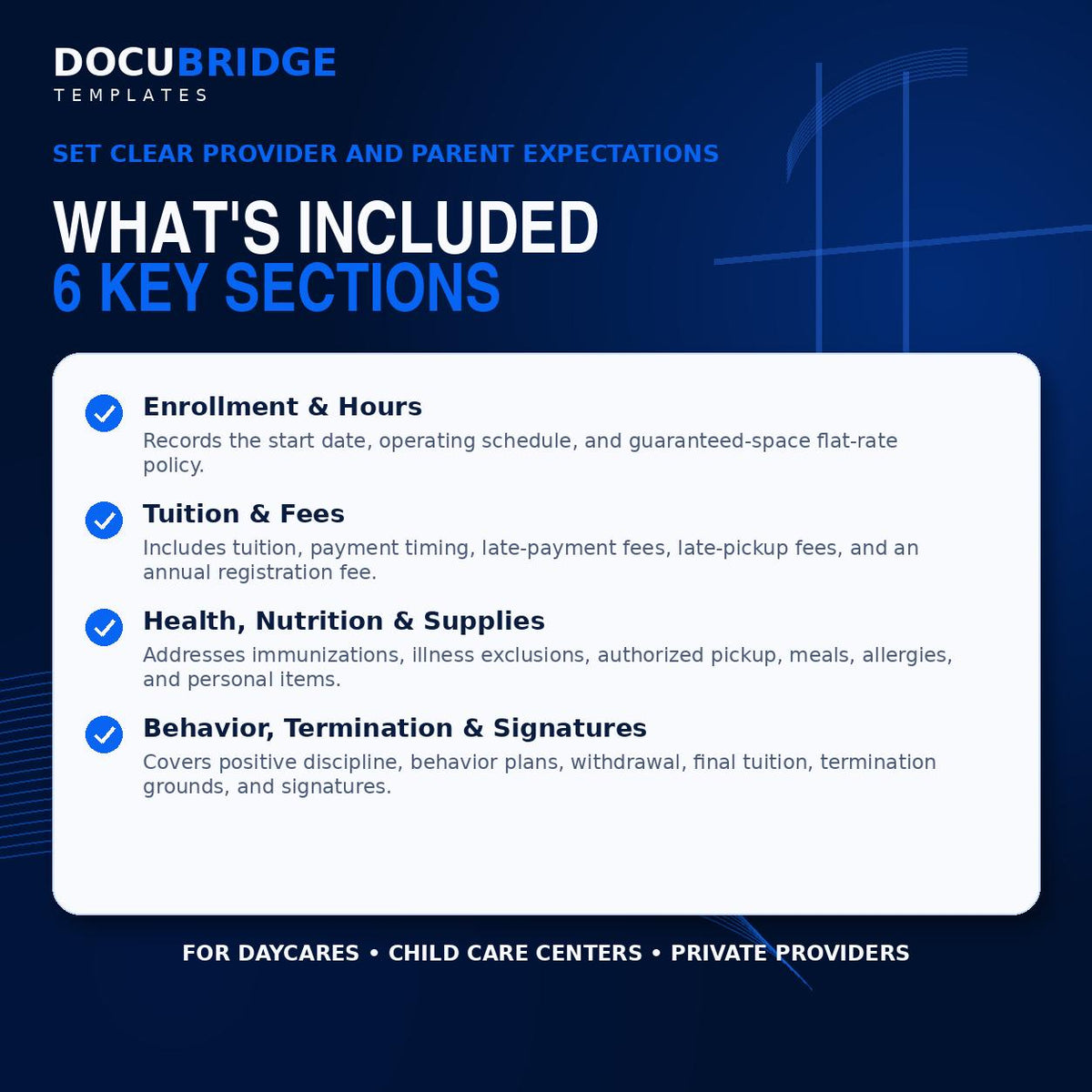 Daycare Contract Template – Child Care Service Agreement for Home Daycare, Preschool & Childcare Providers