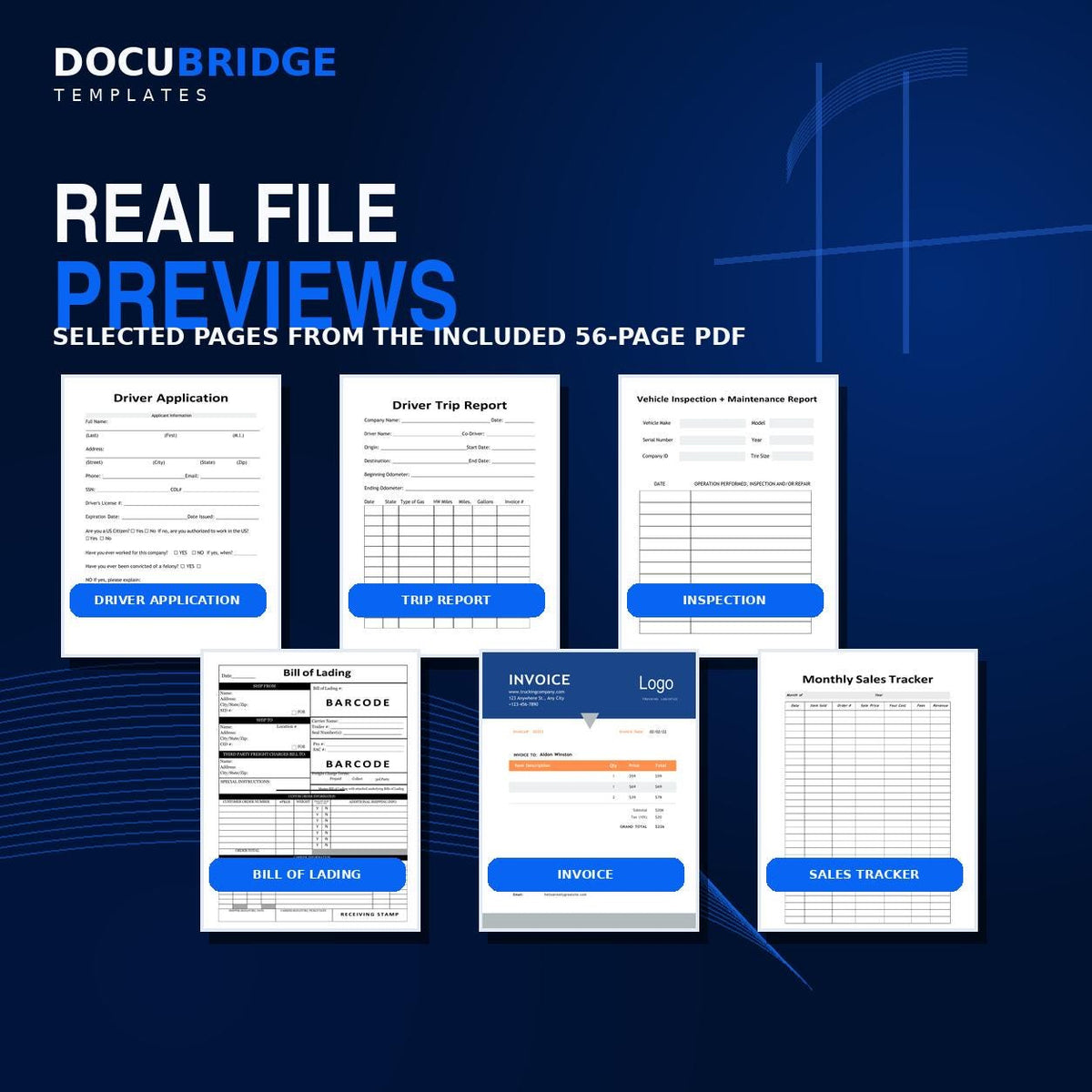 Trucking Company Business Forms Bundle | Driver Applications, Trip Logs, Policies, Checklists & Startup Templates