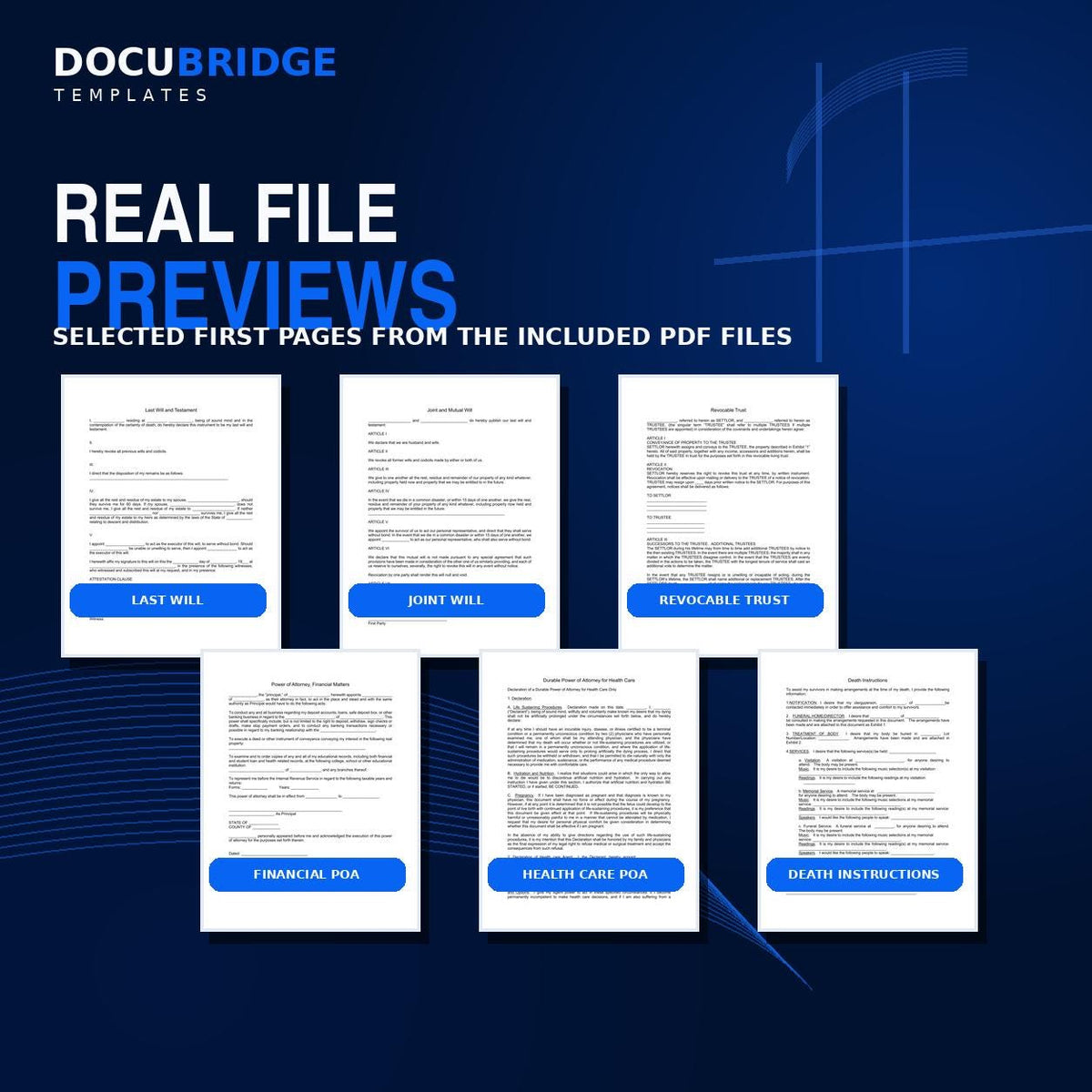 Estate Planning Forms Bundle – Will, Revocable Trust, Power of Attorney & Healthcare Directive Templates
