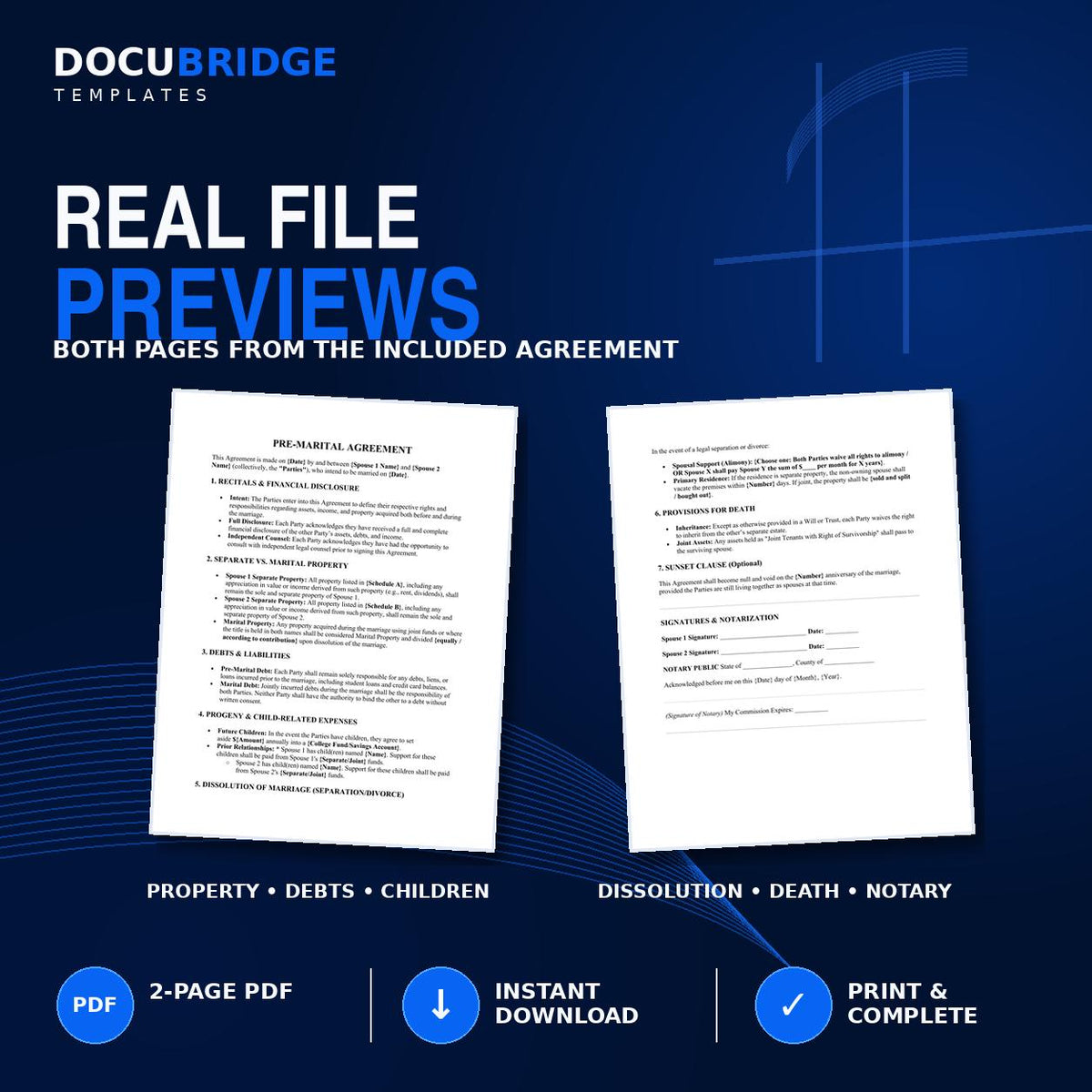 Premarital Agreement Template | Professional Prenuptial Agreement | Prenup Contract for Couples | Marriage Property & Asset Protection |