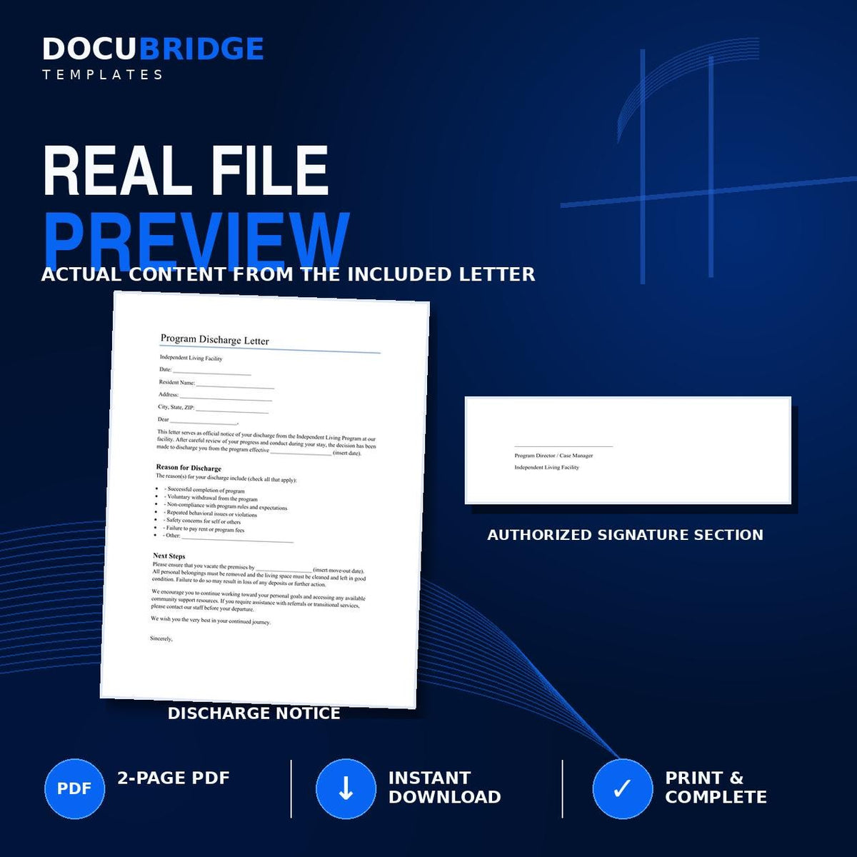 Program Discharge Letter Template – Independent Living, Group Home & Transitional Housing Resident Exit Notice