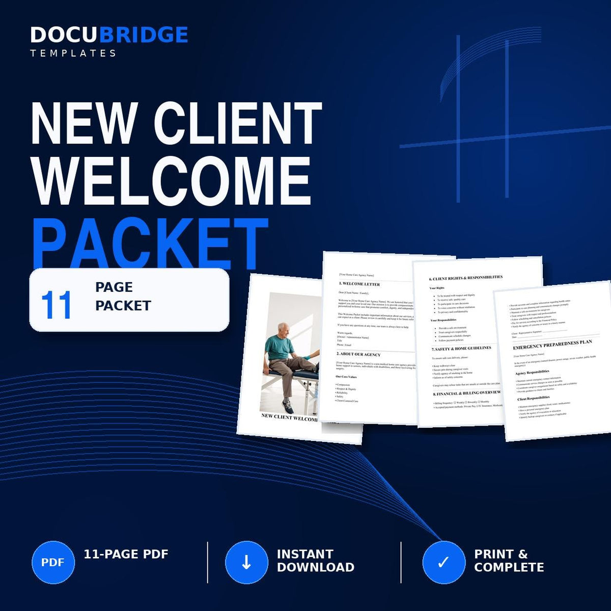 Home Care Agency Client Welcome Packet | Services, Rights, HIPAA (Digital Download)