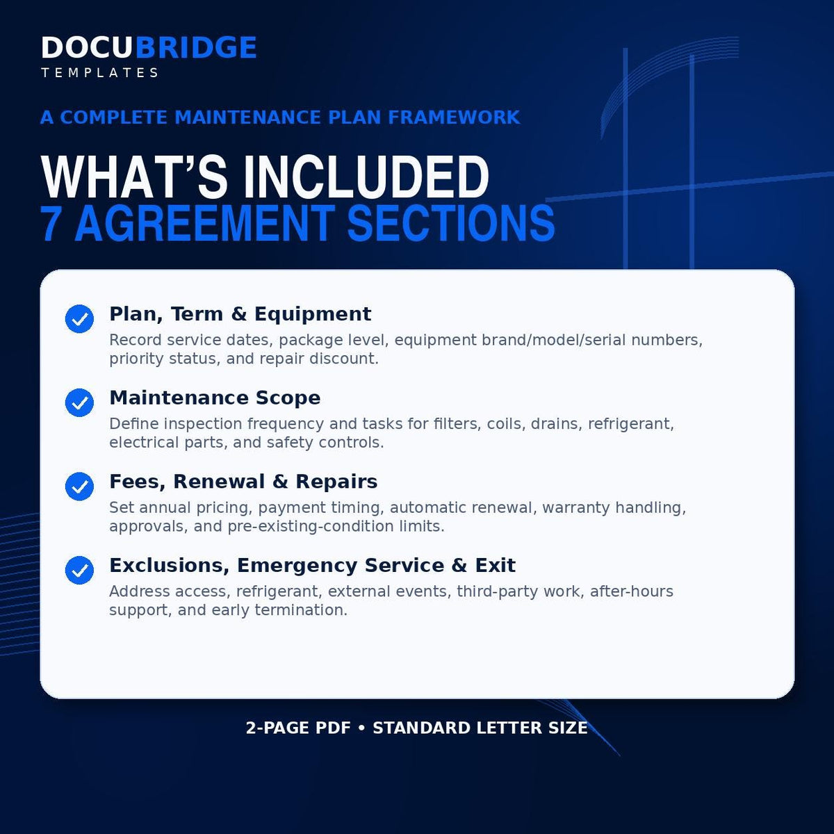 HVAC Preventative Maintenance Agreement Template – Heating & Cooling Service Contract for HVAC Contractors