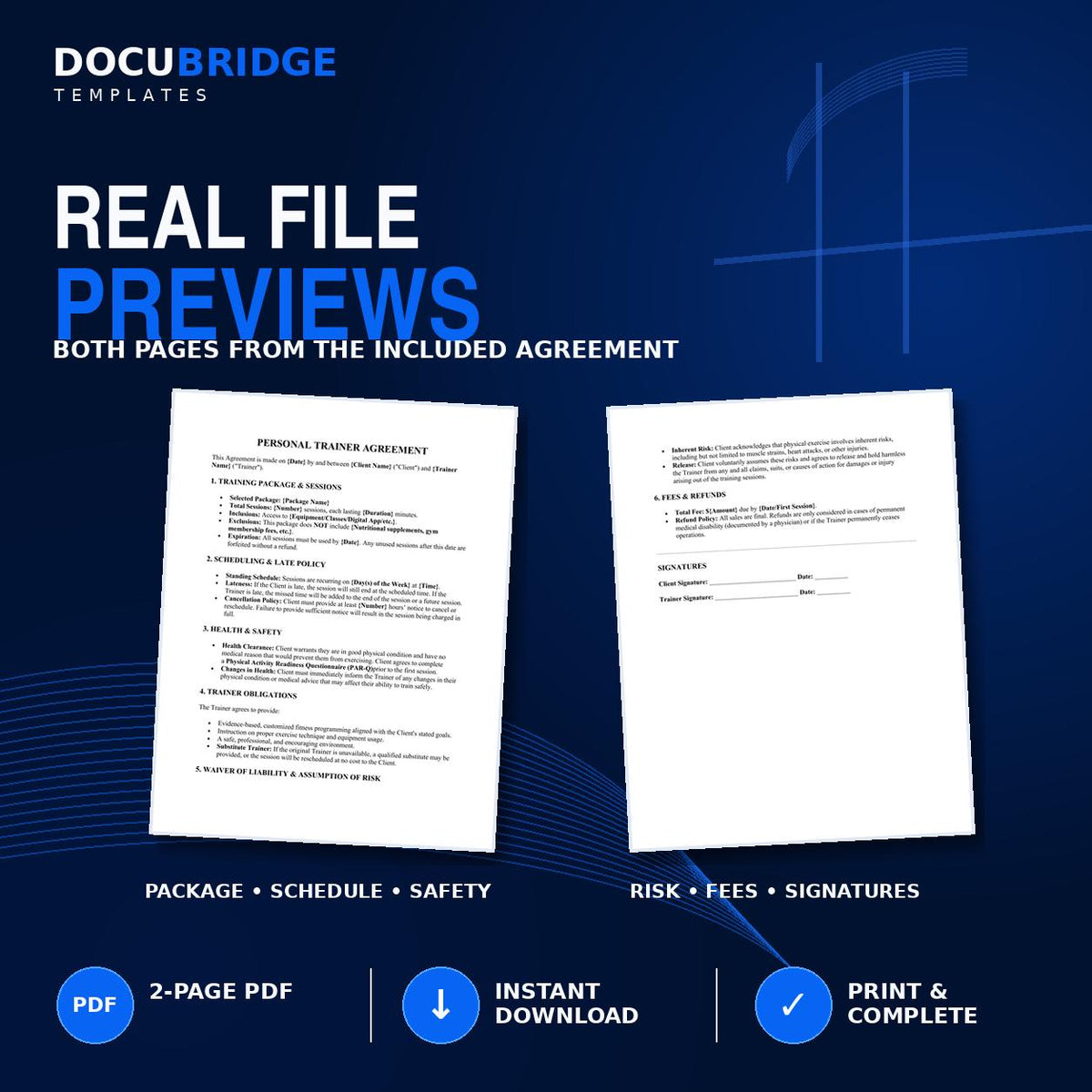 Personal Trainer Agreement Template | Fitness Coaching Contract (Printable)
