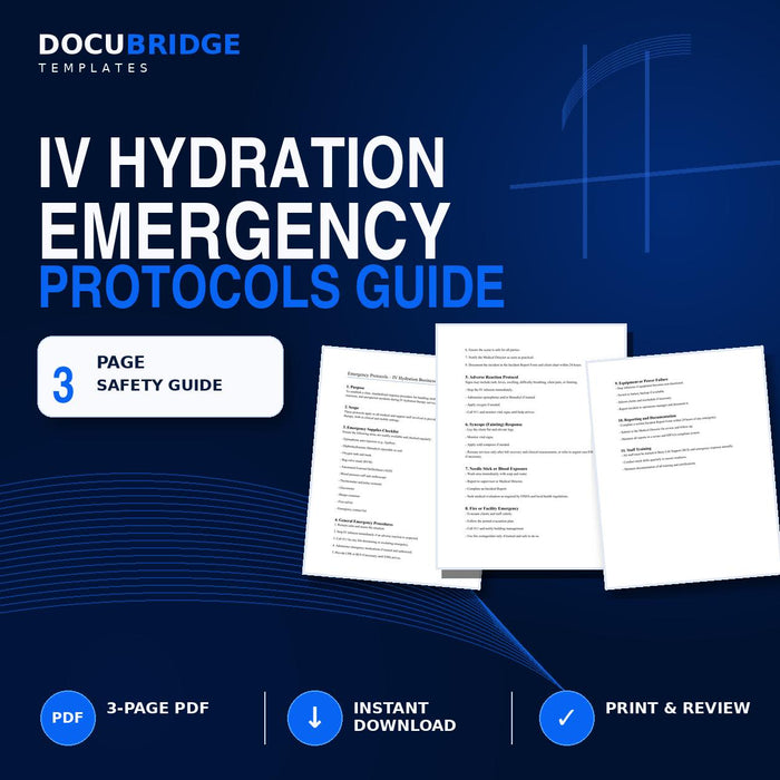 IV Hydration Clinic Emergency Protocols Guide: Medical Response PDF