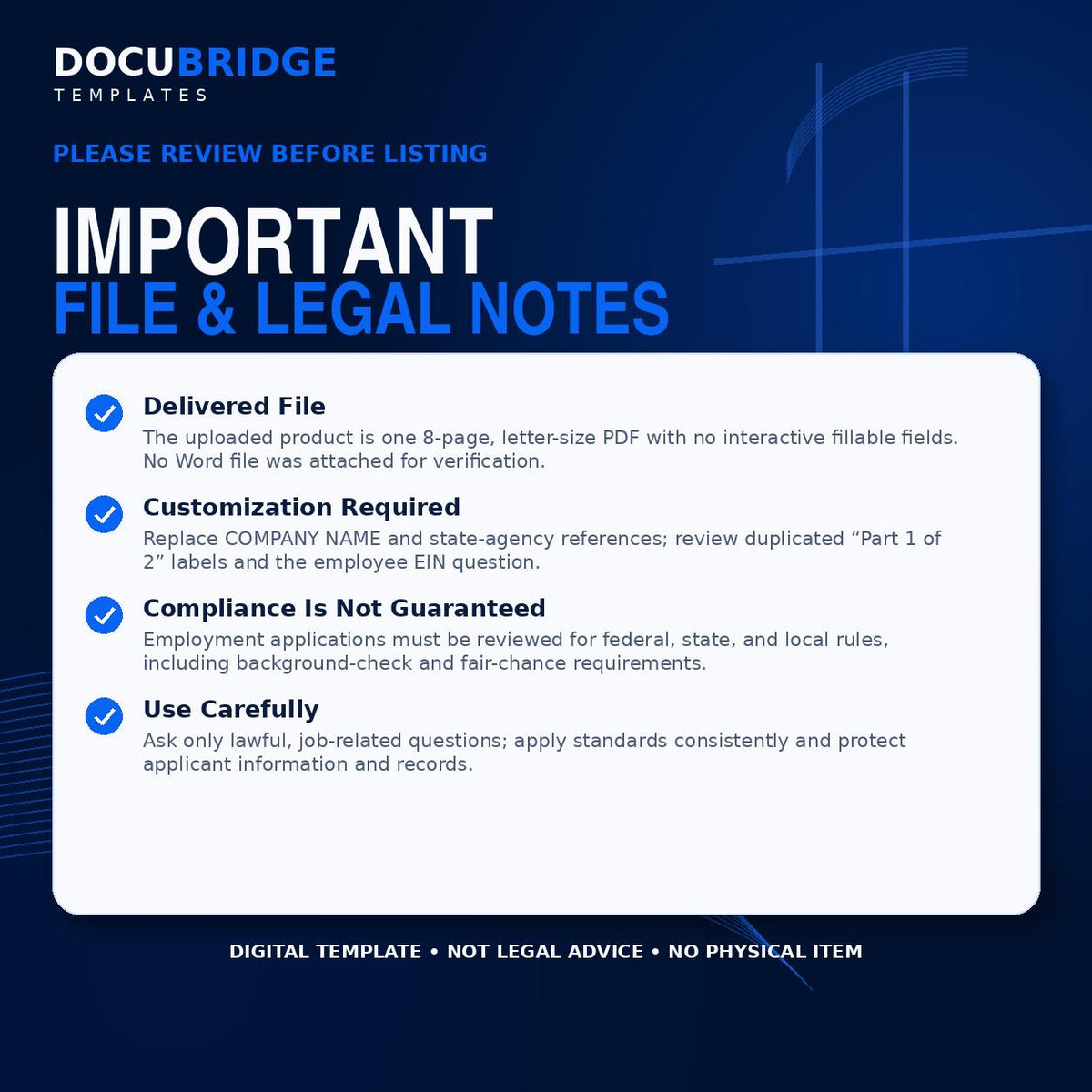 Professional Employment Application Form – Editable Job Application & Hiring Template for Small Business HR