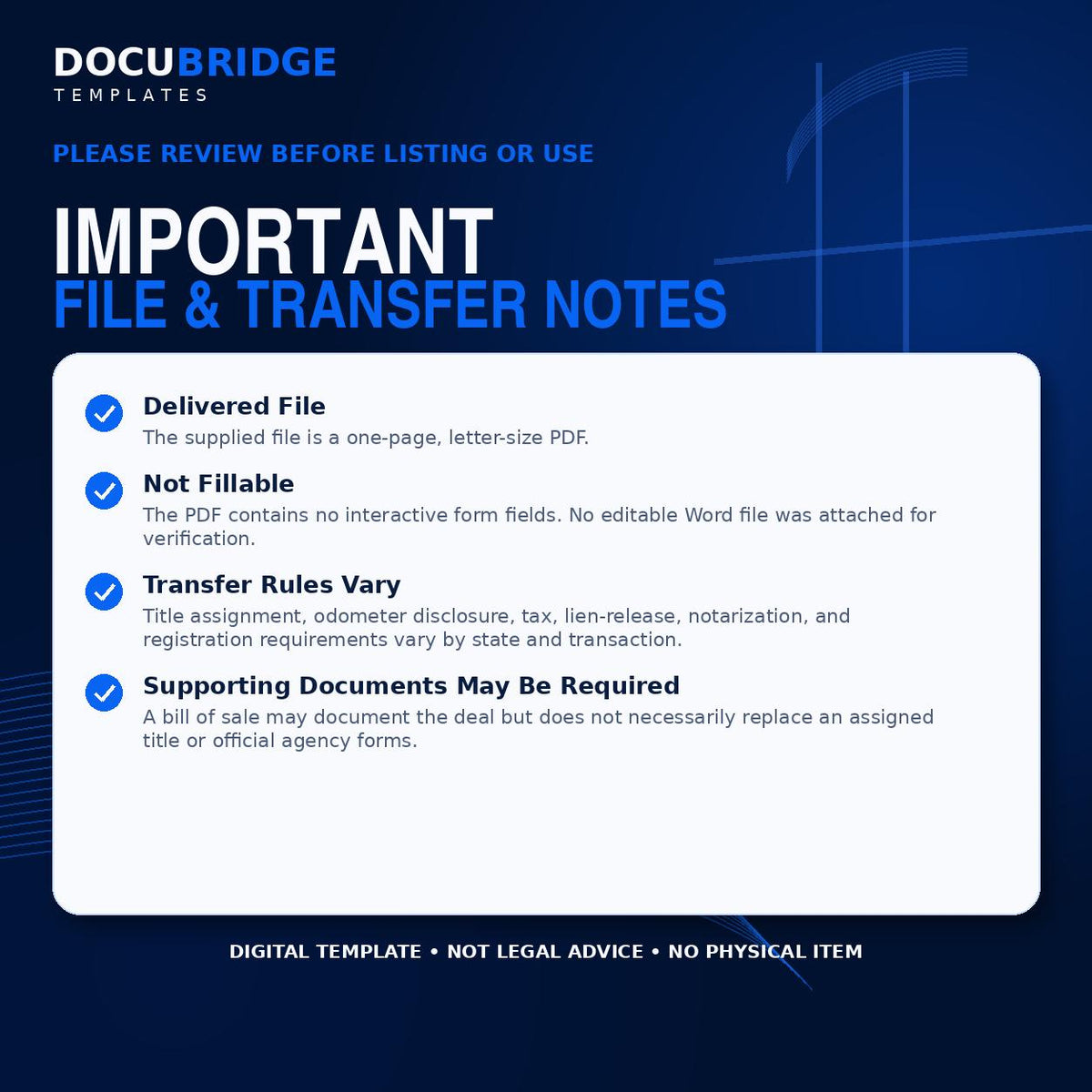 Vehicle Bill of Sale Template – Car, Truck & SUV Sale Agreement with Odometer, VIN , Notary | PDF