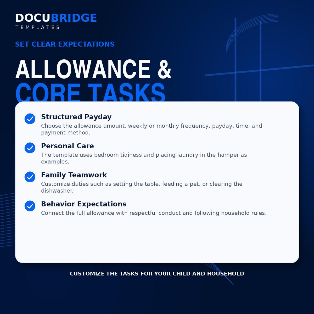 Kids Allowance Contract Template – Chore Chart, Money Management & Financial Responsibility Agreement for Children | PDF