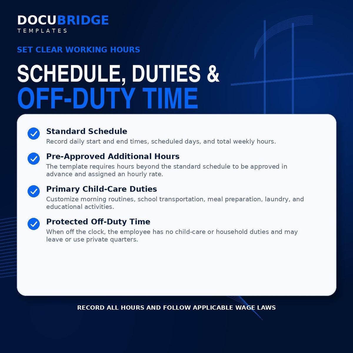 Live-In Nanny Agreement Template – Child Care Employment Contract, Household Rules, Pay & Room and Board | PDF and Word