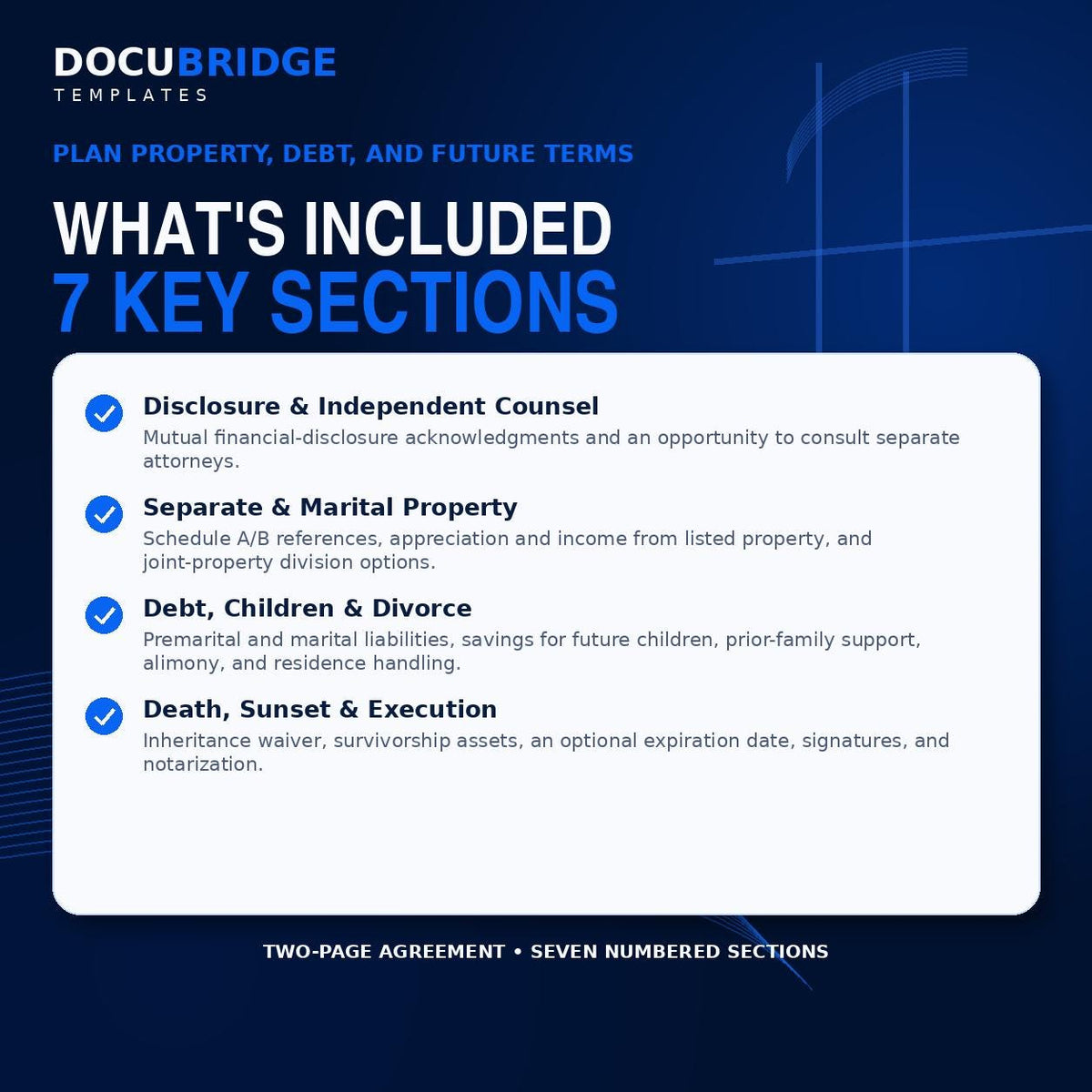 Prenuptial Agreement Template – Premarital Contract for Separate Property, Assets, Debts & Financial Planning | PDF and Word