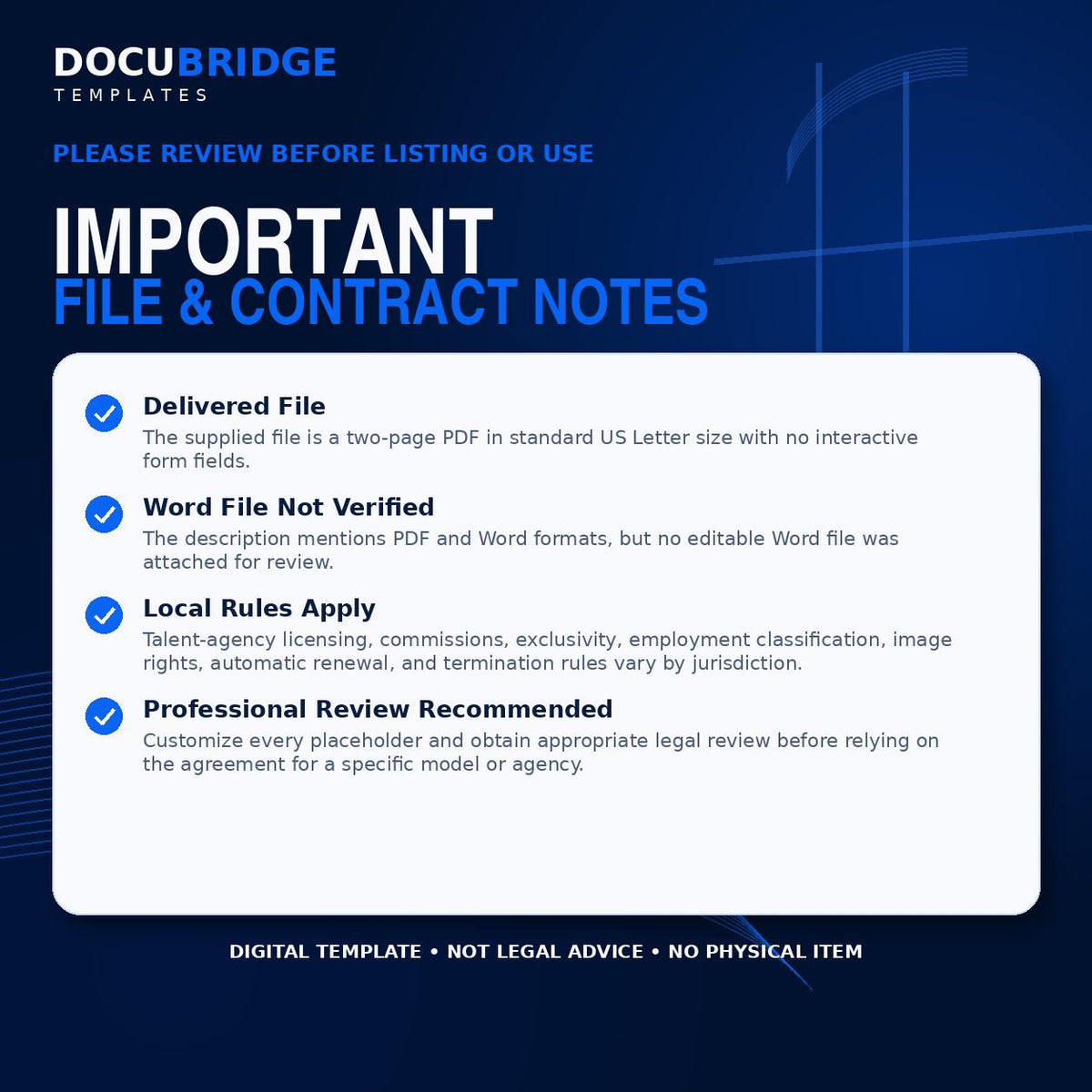 Model Agency Agreement Template – Modeling Representation Contract, Commission, Usage Rights & Exclusivity | PDF and Word