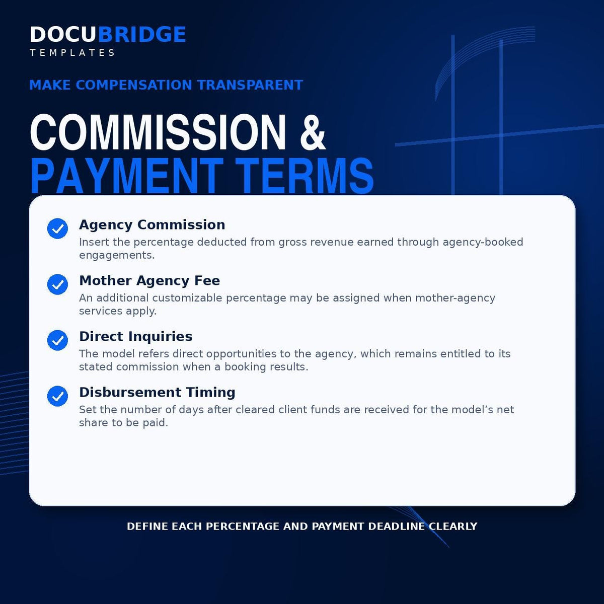 Model Agency Agreement Template – Modeling Representation Contract, Commission, Usage Rights & Exclusivity | PDF and Word