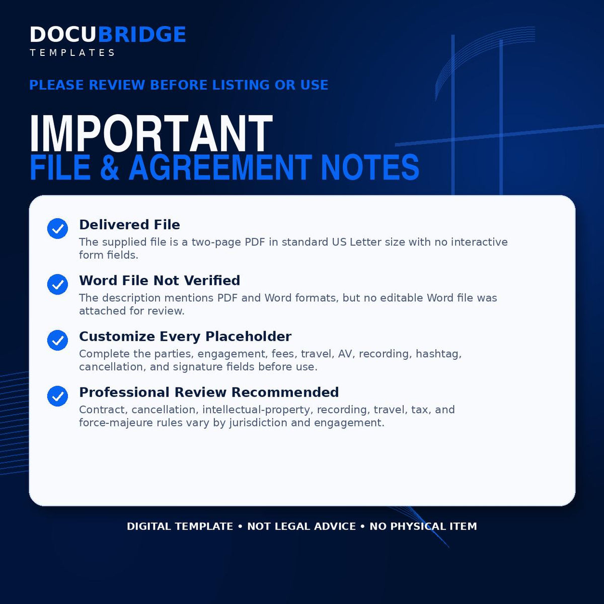 Speaker Engagement Agreement Template – Keynote Speaker Contract, Appearance Fee, Travel & Event Rider | PDF and Word