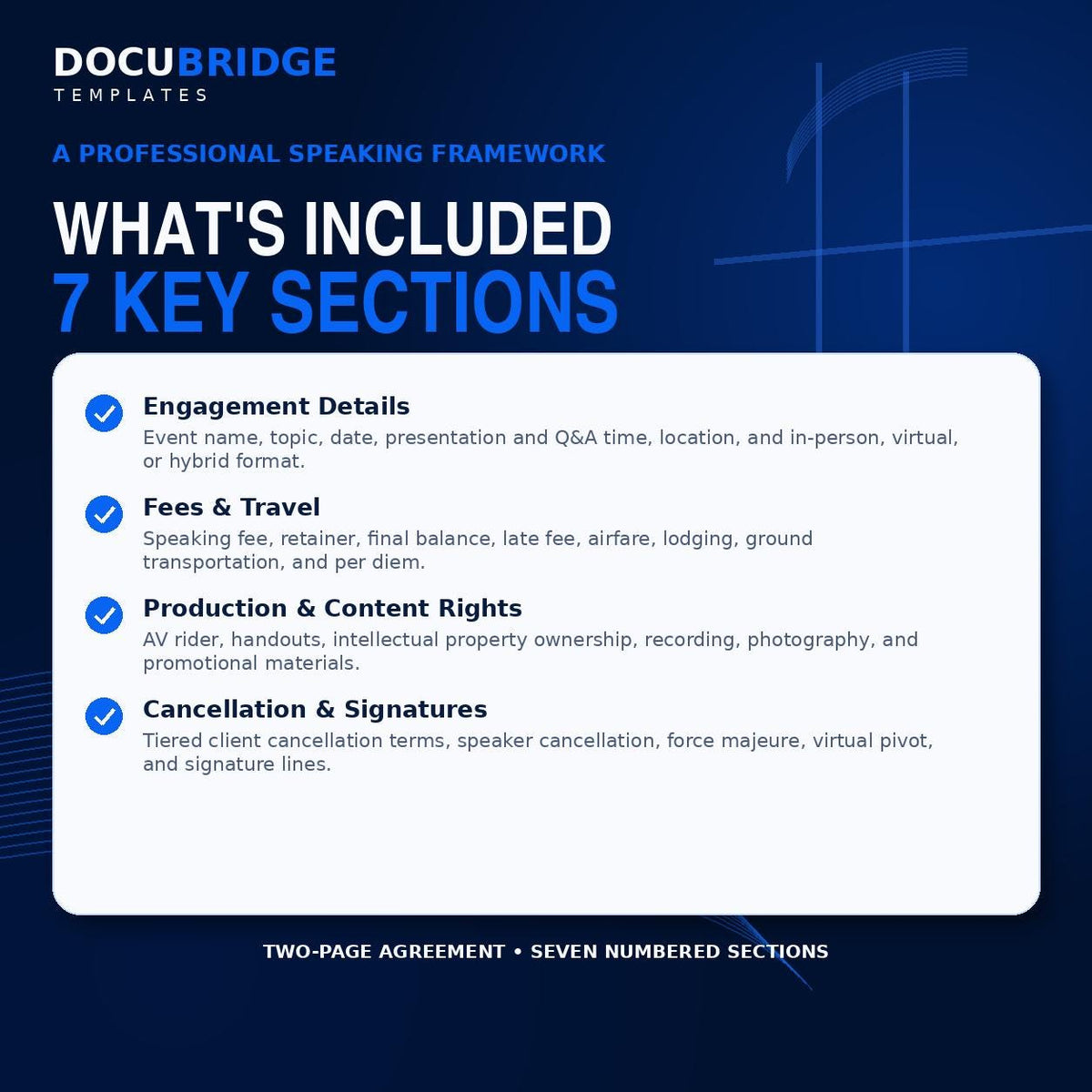 Speaker Engagement Agreement Template – Keynote Speaker Contract, Appearance Fee, Travel & Event Rider | PDF and Word
