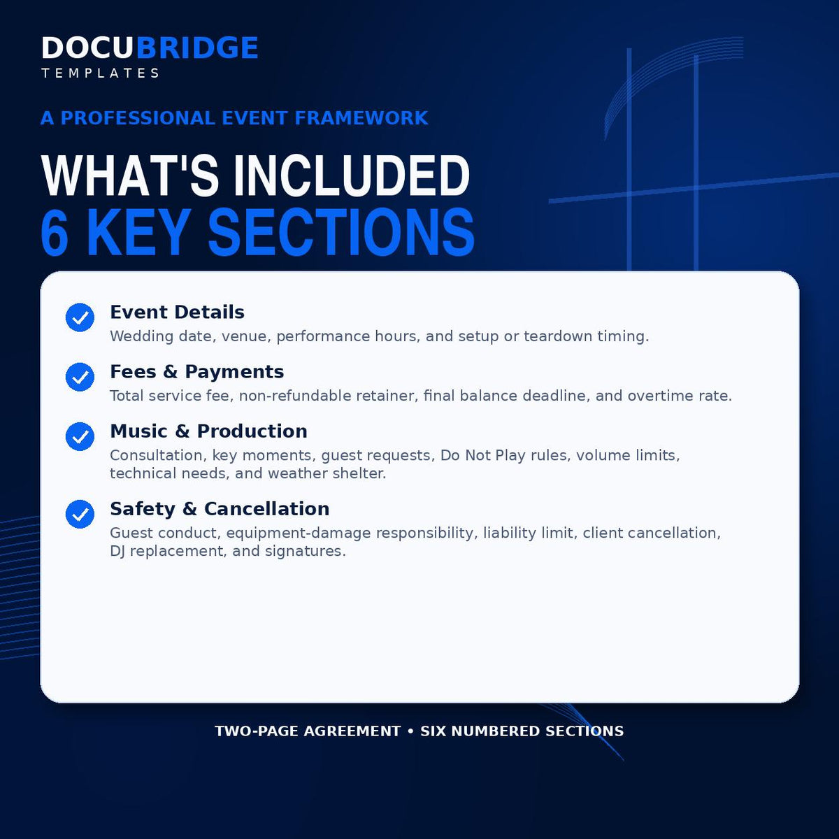 Wedding DJ Contract Template – DJ Service Agreement, Music, Overtime, Equipment & Event Entertainment | PDF and Word