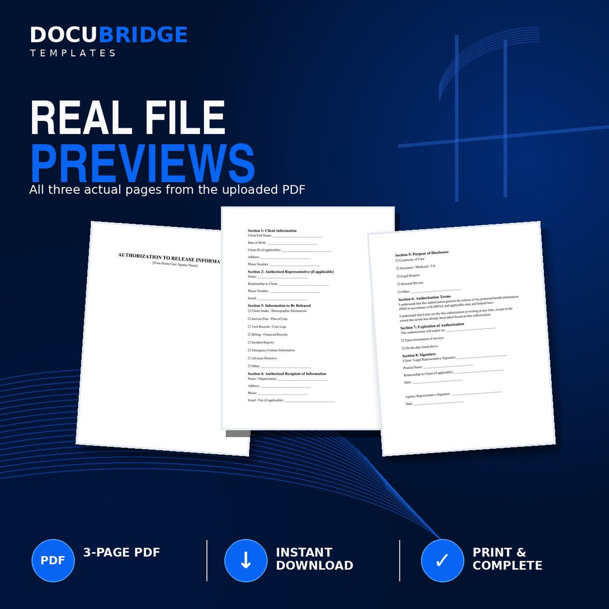 Authorization to Release Information Form – Home Care HIPAA Release, PHI Disclosure & Medical Records Authorization | PDF and Word