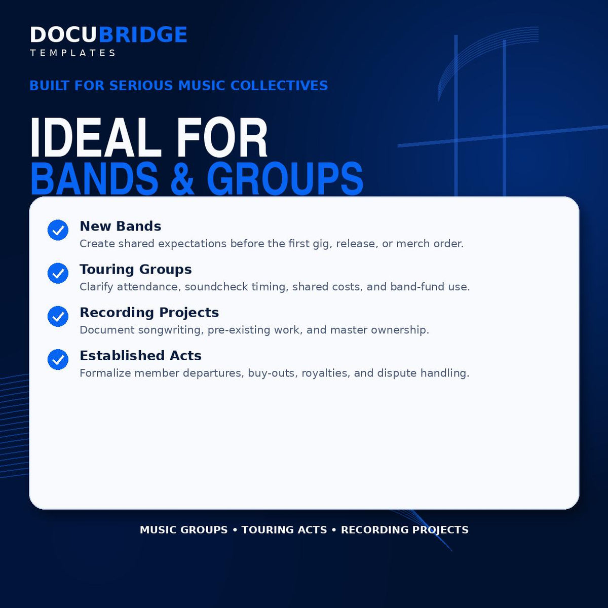 Band Partnership Agreement Template – Music Band Contract, Songwriting, Royalties, Band Fund & Member Agreement | PDF and Word