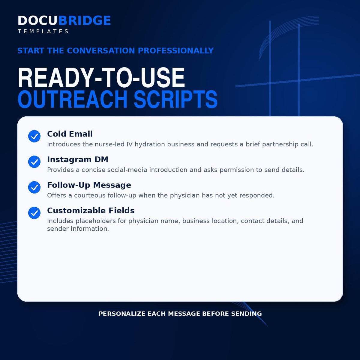IV Hydration Medical Director Outreach Kit – Physician Outreach Scripts, Vetting Checklist & Agreement Template | PDF and Word