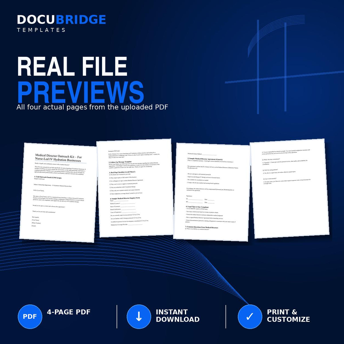 IV Hydration Medical Director Outreach Kit – Physician Outreach Scripts, Vetting Checklist & Agreement Template | PDF and Word