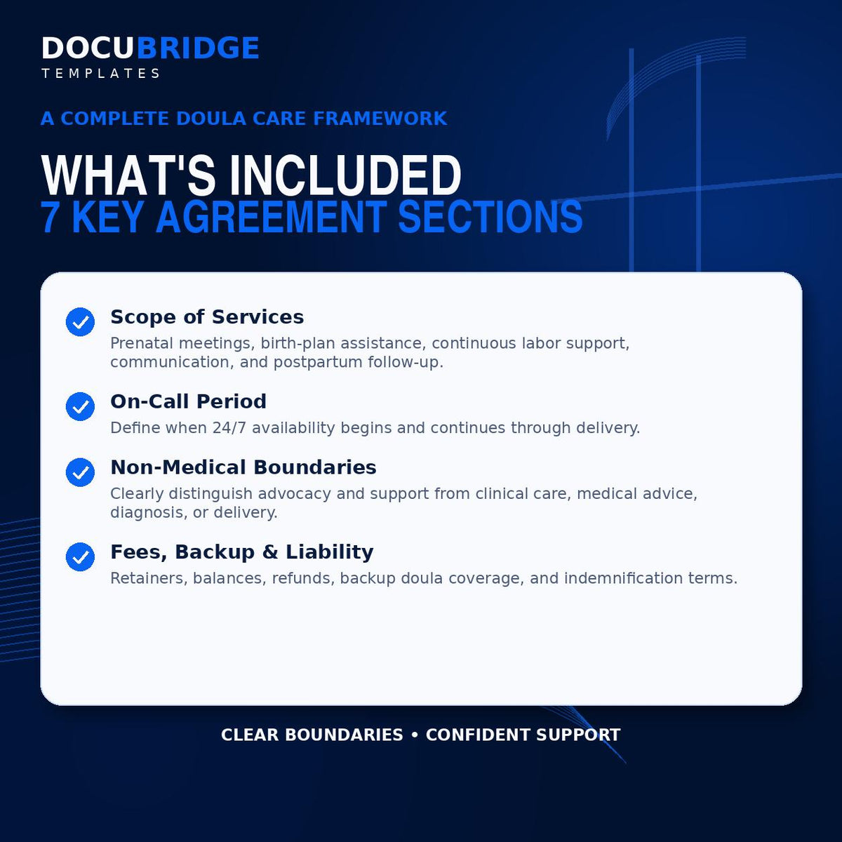 Doula Services Agreement Template – Birth Doula Contract, Prenatal & Labor Support, Fees, On-Call, Backup Doula | PDF and Word