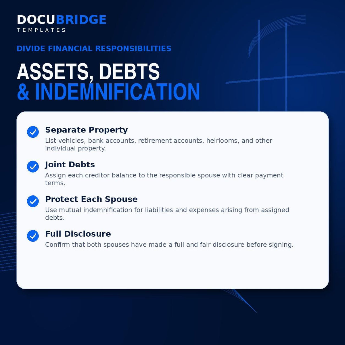 Marital Separation Agreement Template – Property Settlement, Child Custody, Support, Assets & Debt Division | PDF and Word