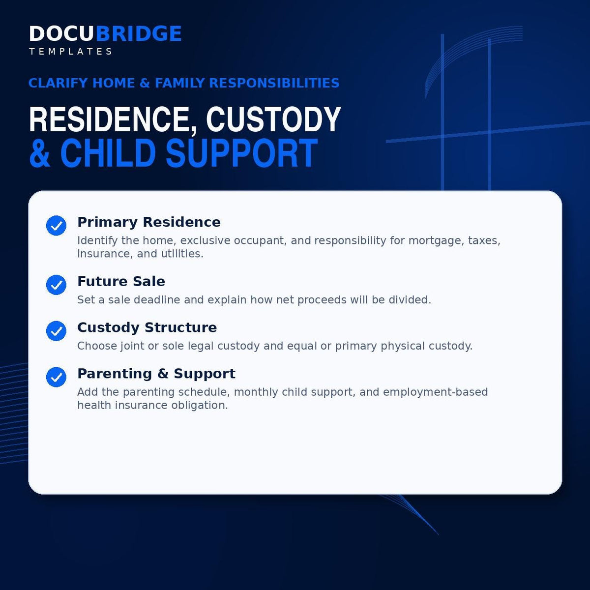 Marital Separation Agreement Template – Property Settlement, Child Custody, Support, Assets & Debt Division | PDF and Word