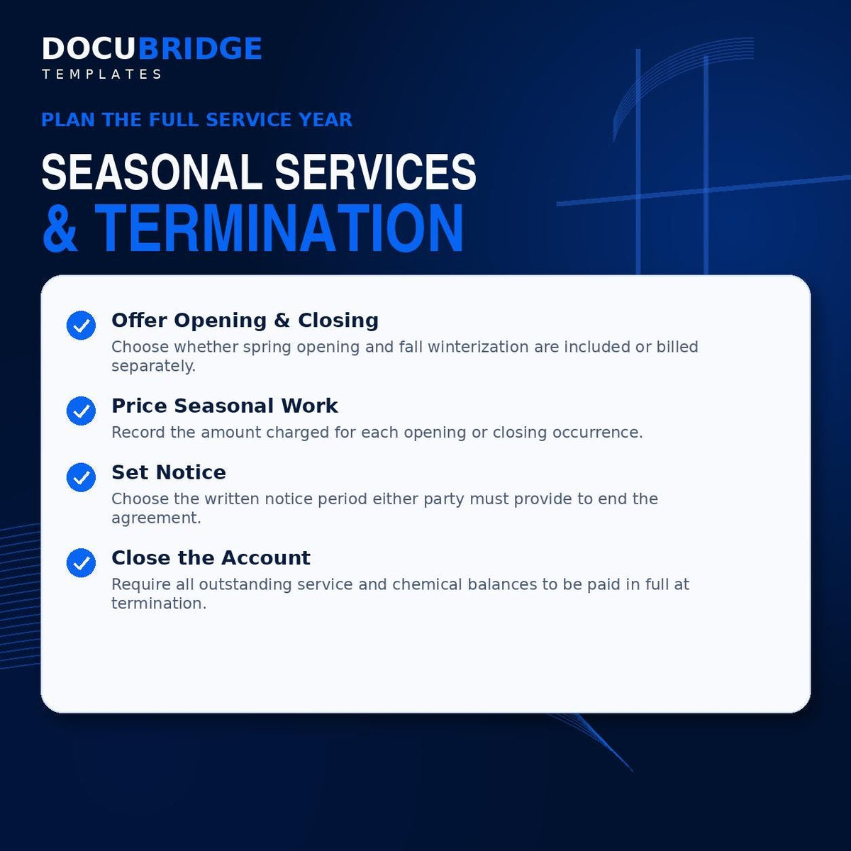 Swimming Pool Maintenance Agreement Template | Pool Service Contract | Cleaning, Chemicals, Repairs & Seasonal Service | PDF and Word