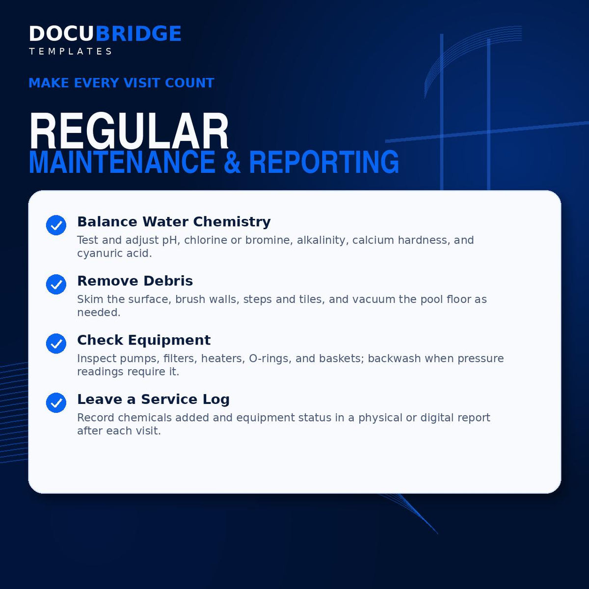 Swimming Pool Maintenance Agreement Template | Pool Service Contract | Cleaning, Chemicals, Repairs & Seasonal Service | PDF and Word