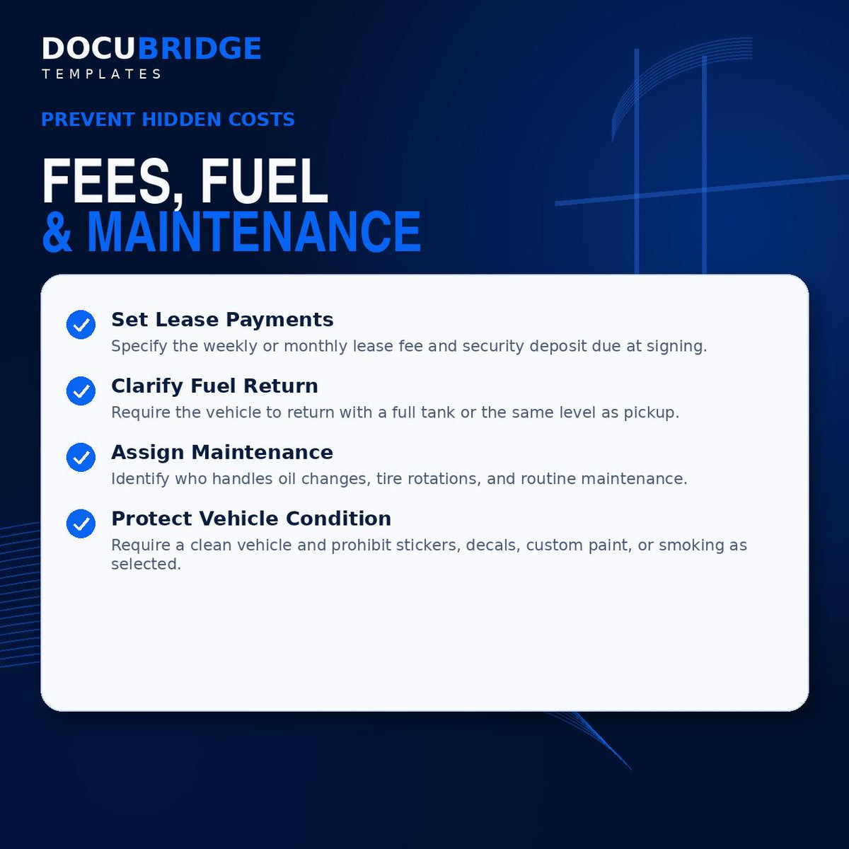 Vehicle Lease Agreement Template | Car Rental Contract | Auto Lease, Mileage, Insurance & Security Deposit Agreement | PDF and Word