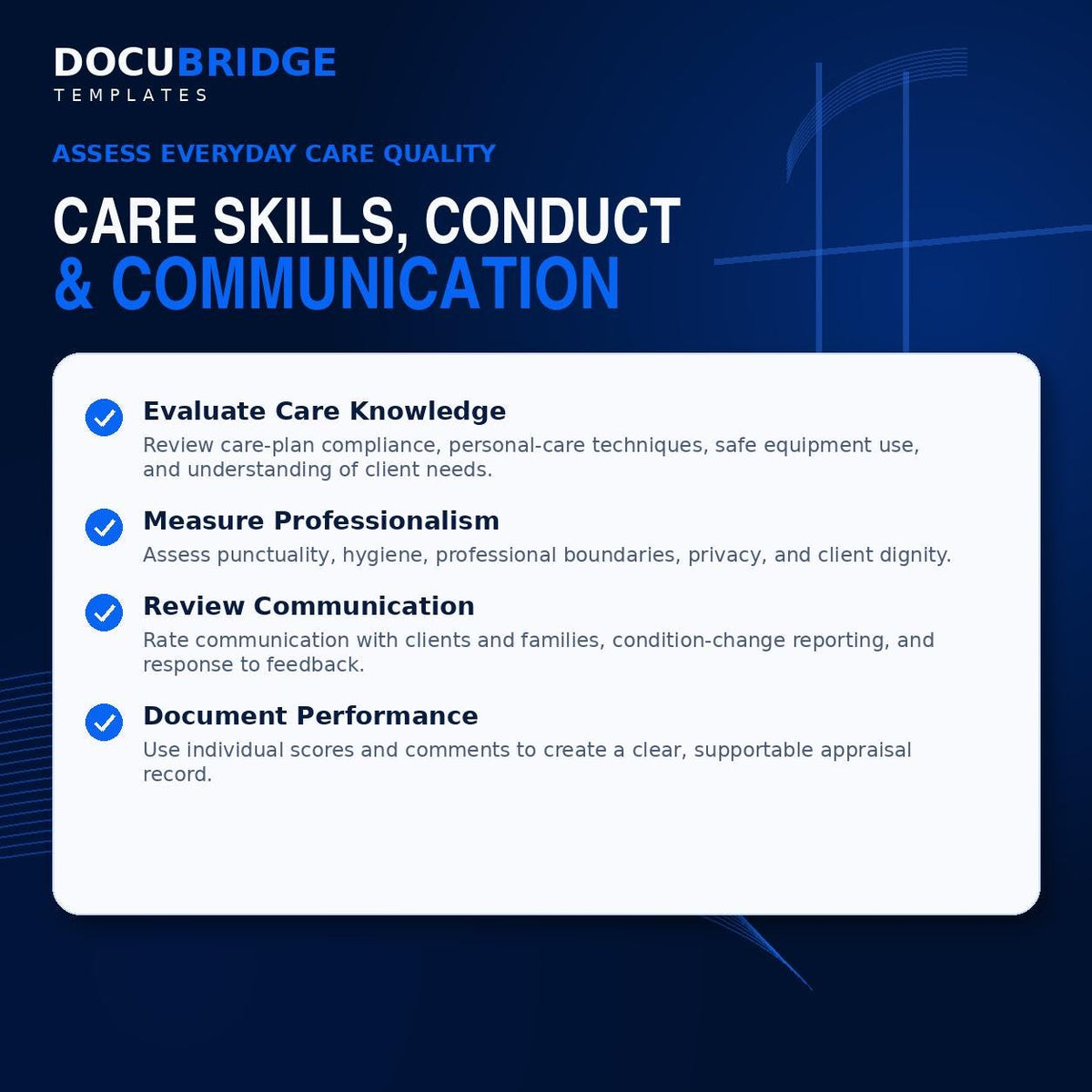 Caregiver Performance Evaluation Form | Home Care Employee Review | 30 90 Day Annual Evaluation & PIP Assessment