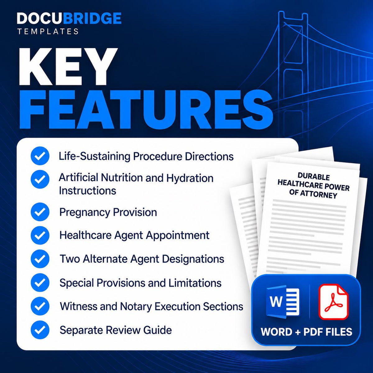 Durable Healthcare Power of Attorney Template | Medical POA & Advance Healthcare Directive | Health Care Agent and Living Will | PDF, Word